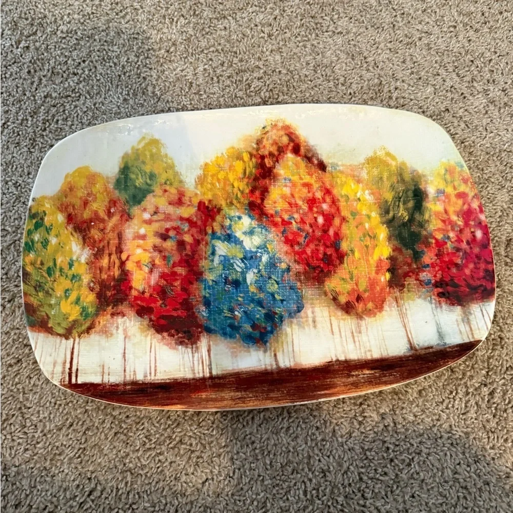 Pier 1 Imports | Fall Trees White, Red, Orange, Blue Ironstone Platter